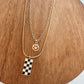 Layered Checker Smiley Necklace