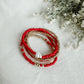 Red Beaded Shell Bracelet Set