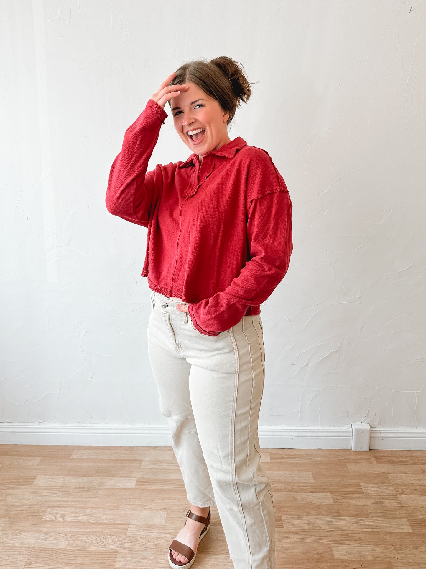 Cream Slight Barrel Jeans