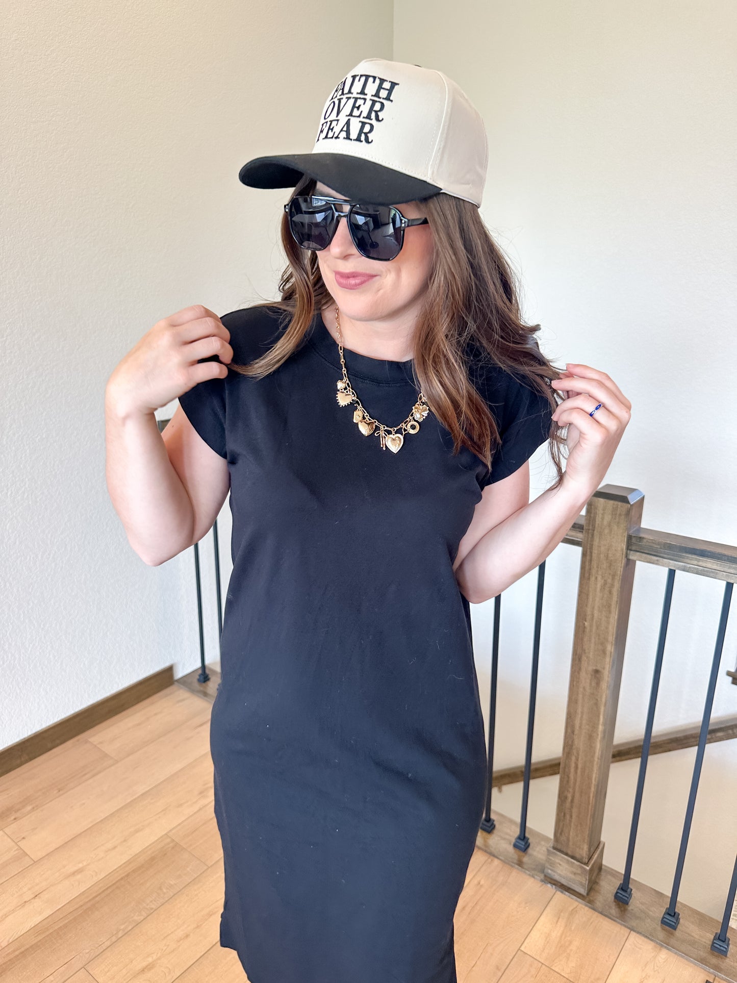 Black Cap Sleeve Dress