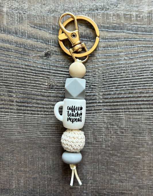 Coffee, Teach, Repeat Keychain (2 colors)