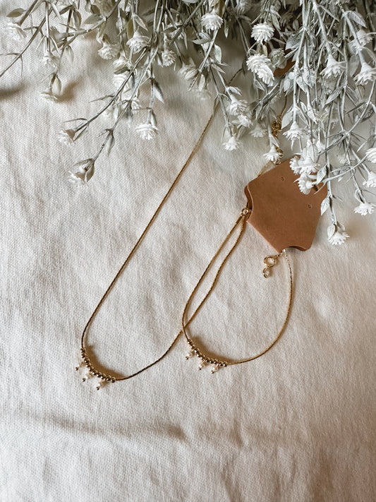 Gold Bracelet + Necklace Set