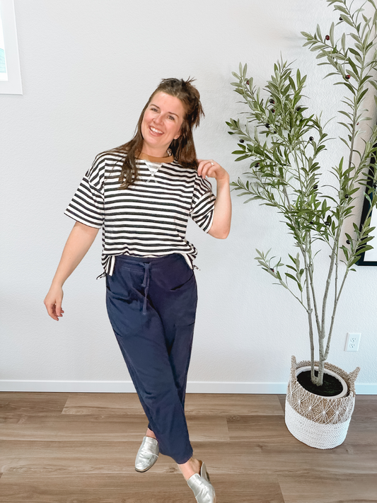 Oversized Navy Stripe Tee