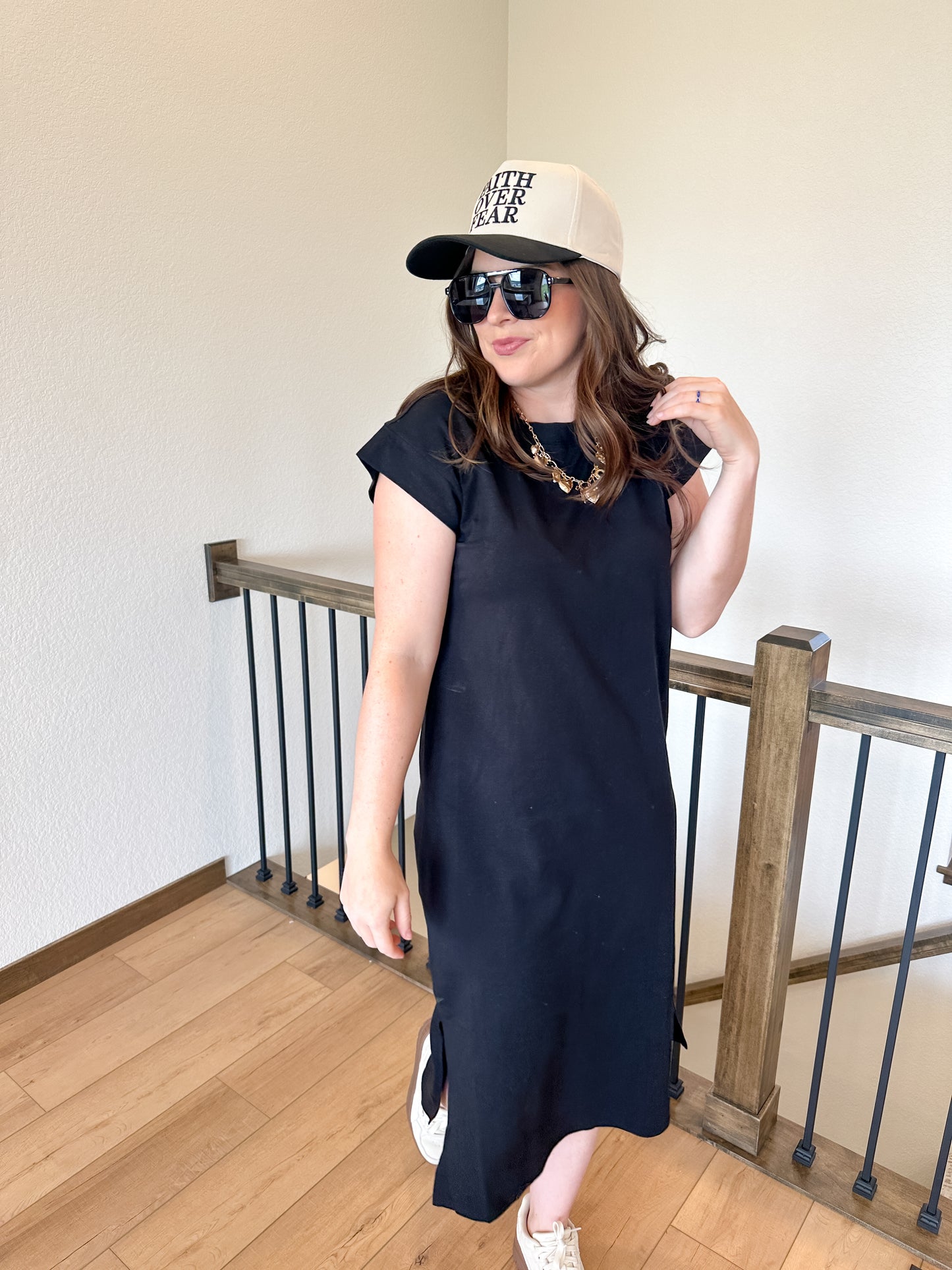 Black Cap Sleeve Dress