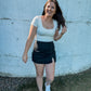 Black Denim Skort