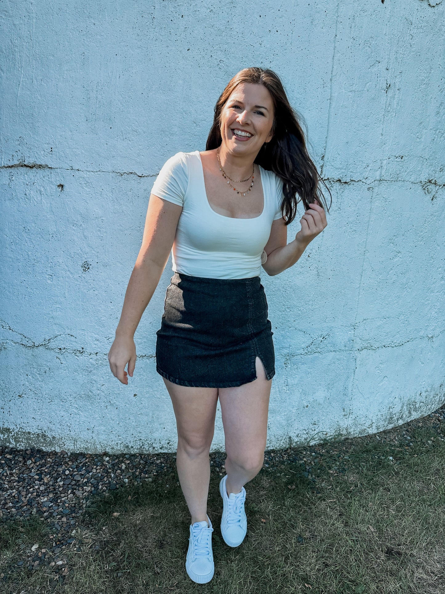 Black Denim Skort