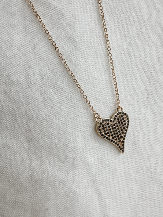 Black Studded Heart Necklace