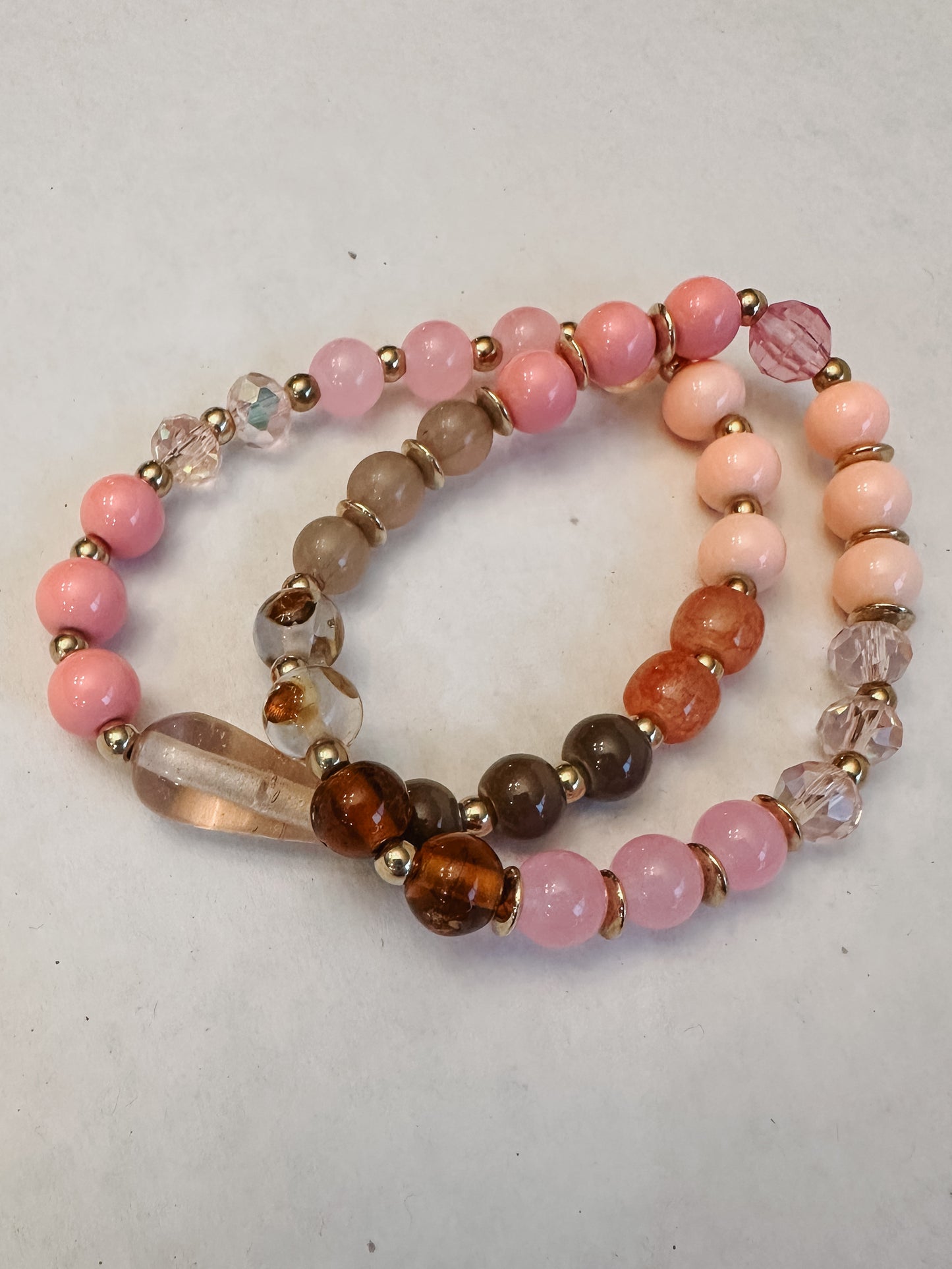 Pink Glass Bracelet Set