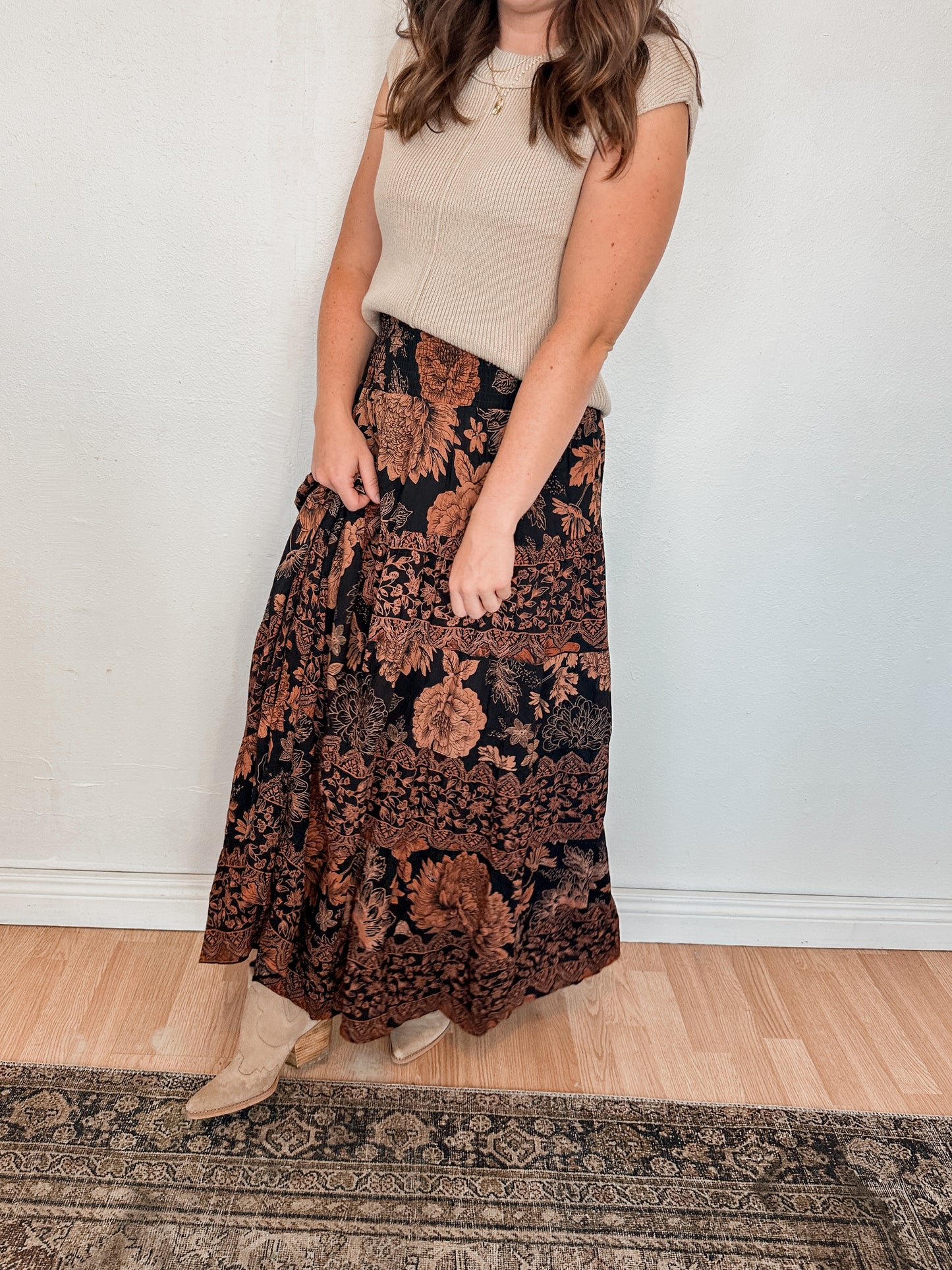 Printed Black Skirt