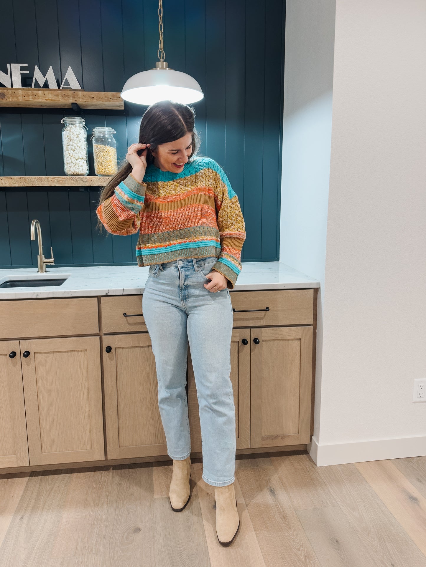 Cable Knit Colorblock Sweater