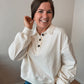 Cream Button-Front Henley Sweatshirt
