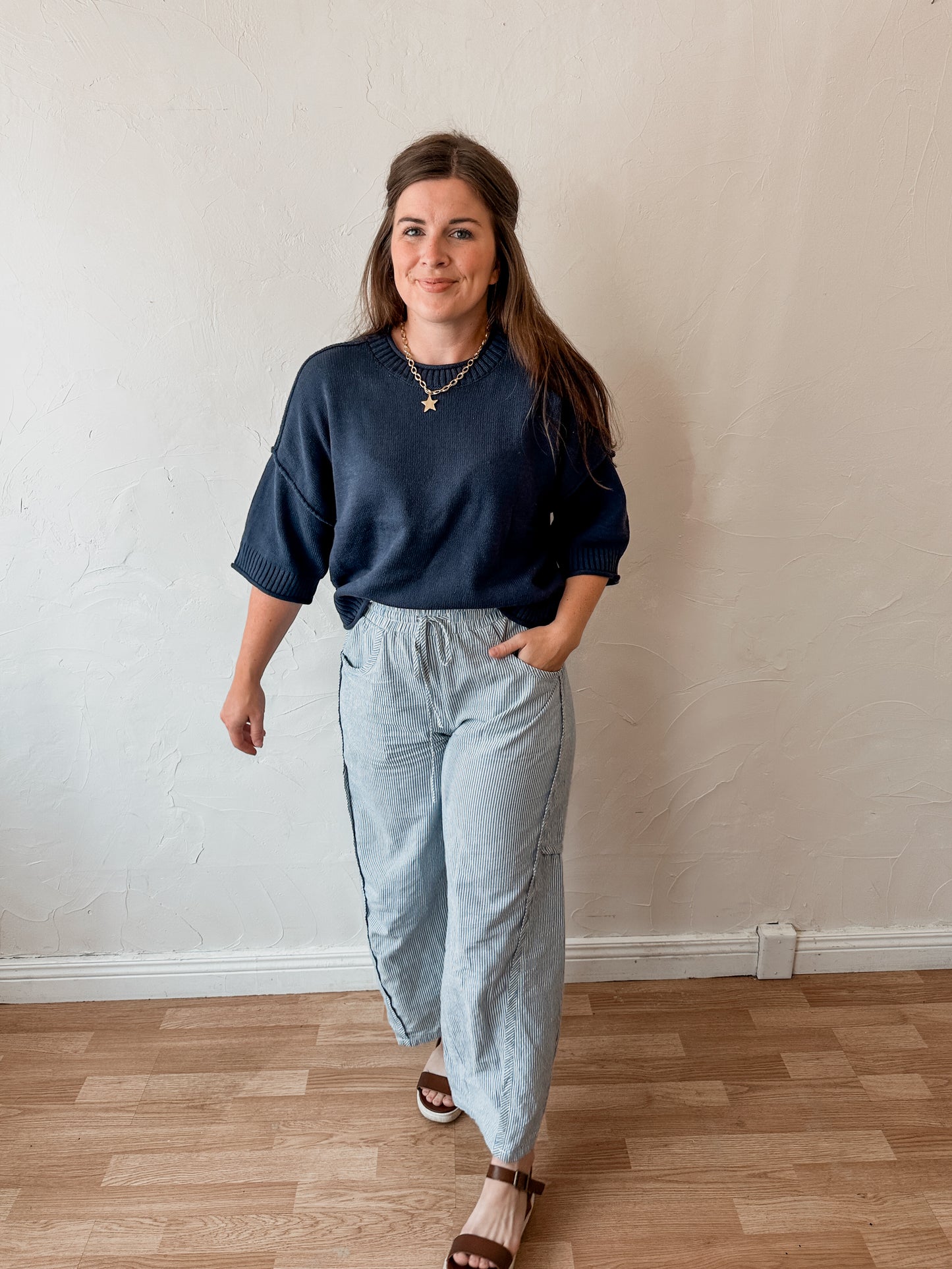 Navy Drop Shoulder Sweater