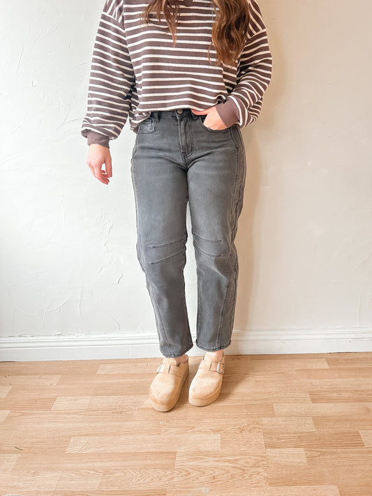 Side Panel Barrel Jeans