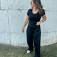 Front Pleated Black Pants
