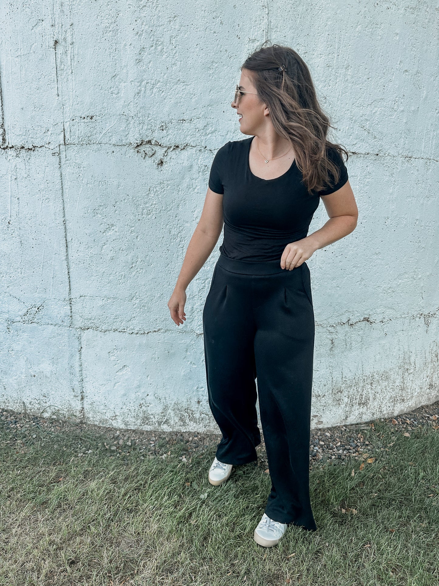 Front Pleated Black Pants