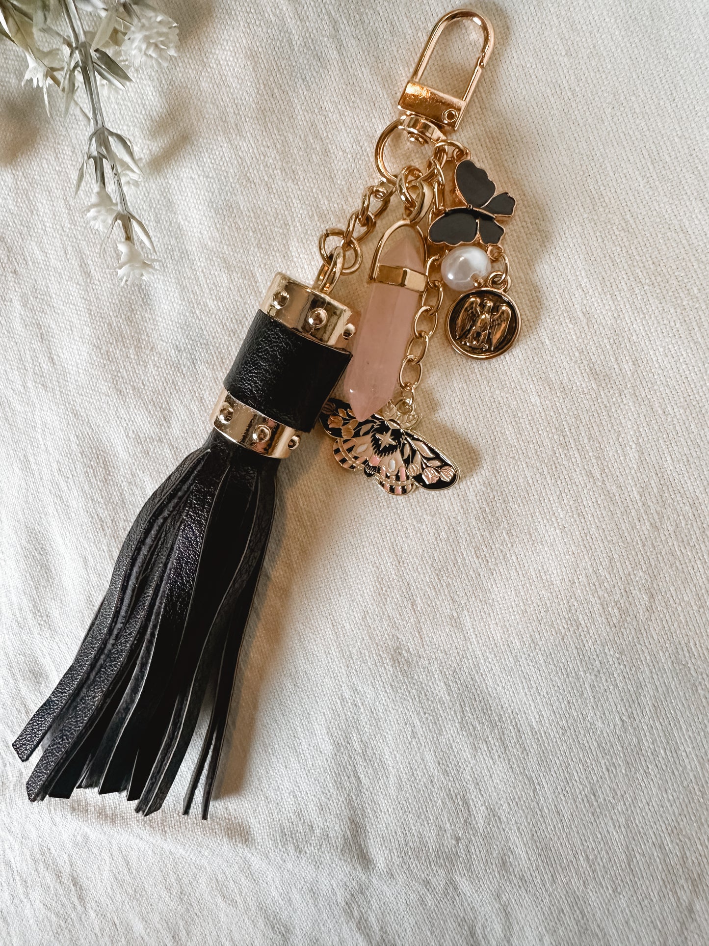 Black Tassel Charm Keychain