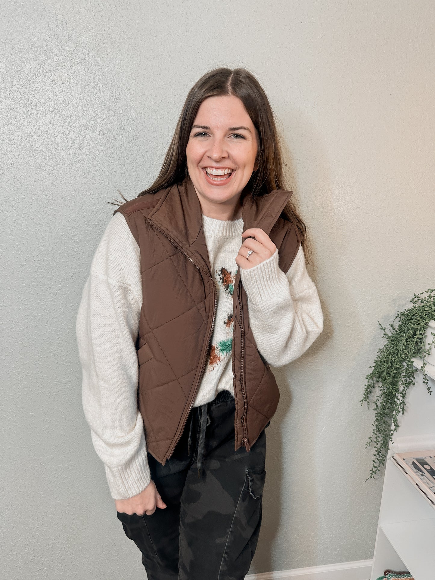 Chocolate Quilted Puffer Vest