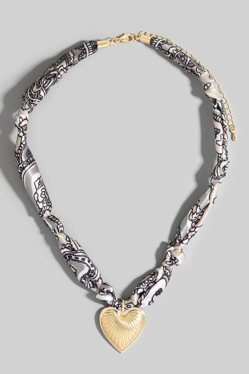 Grey Silk Bandana Necklace