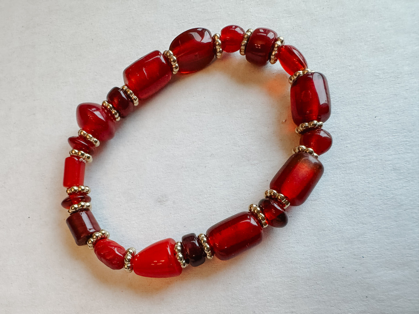 Red Glass Stretch Bracelet