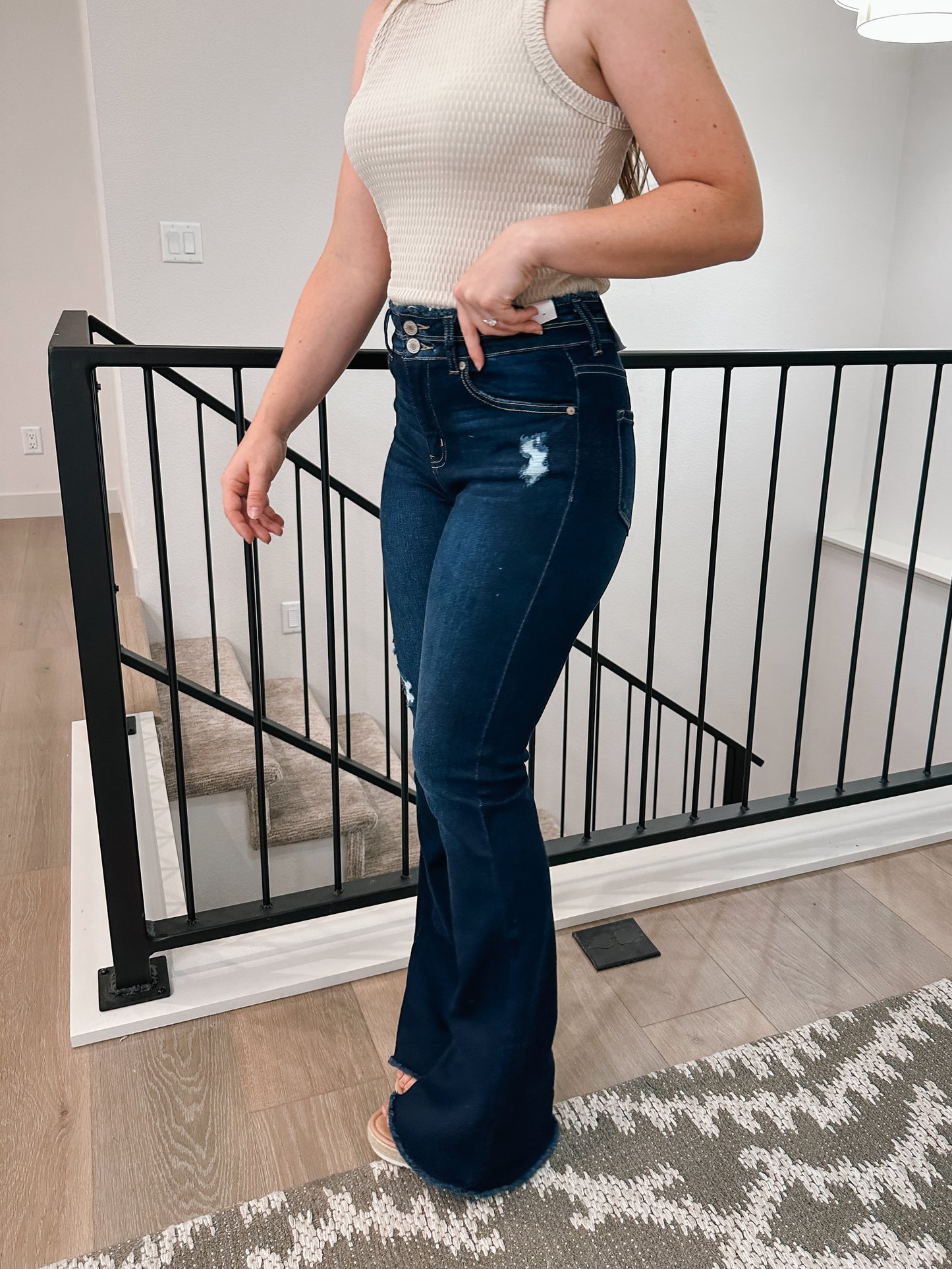 Double Button Flare Jeans