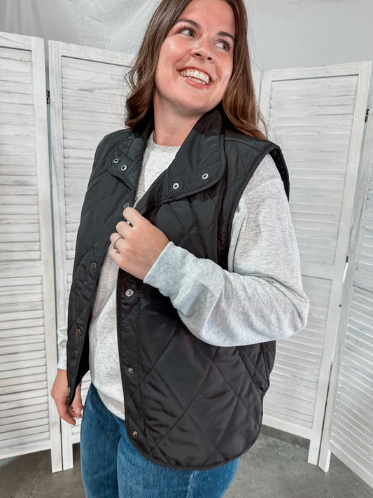 Black Quilted Vest