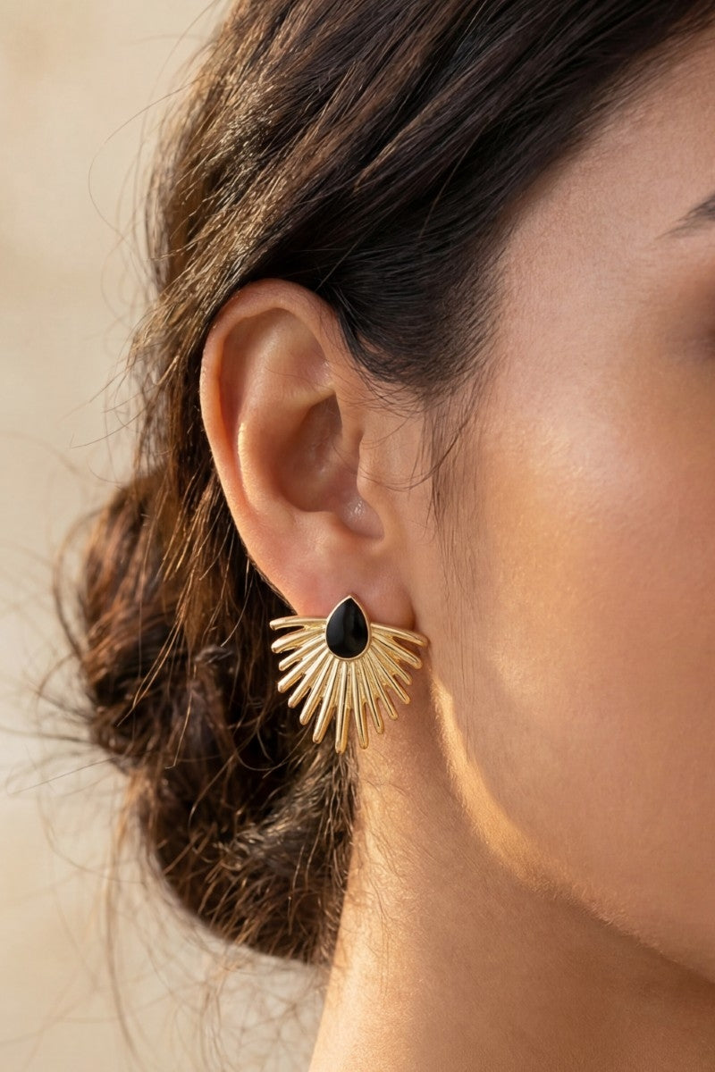 Black Starburst Earrings