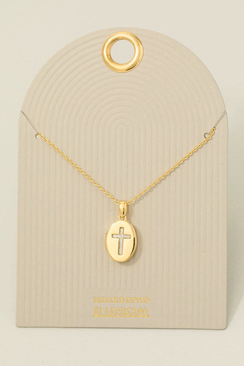 Gold Dipped Locket Cross Necklace