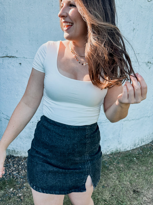 Essential Double Layered Scoop Neck Tee