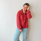 Deep Red Mineral Washed Button Front Sweatshirt