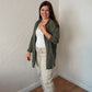 Olive Pin Stripe Linen Oversized Shirt