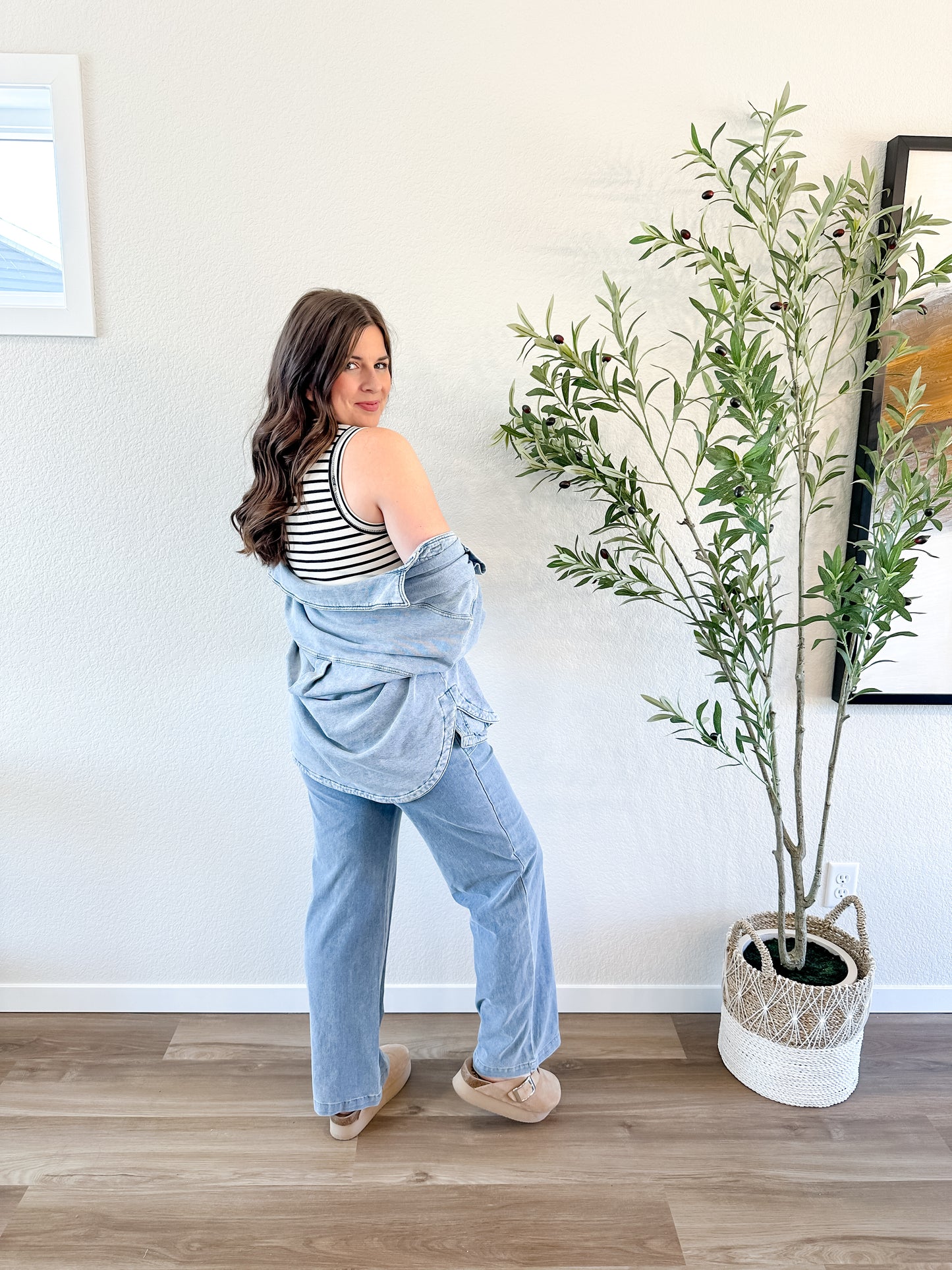 Comfy Cotton Pull On Denim Pants