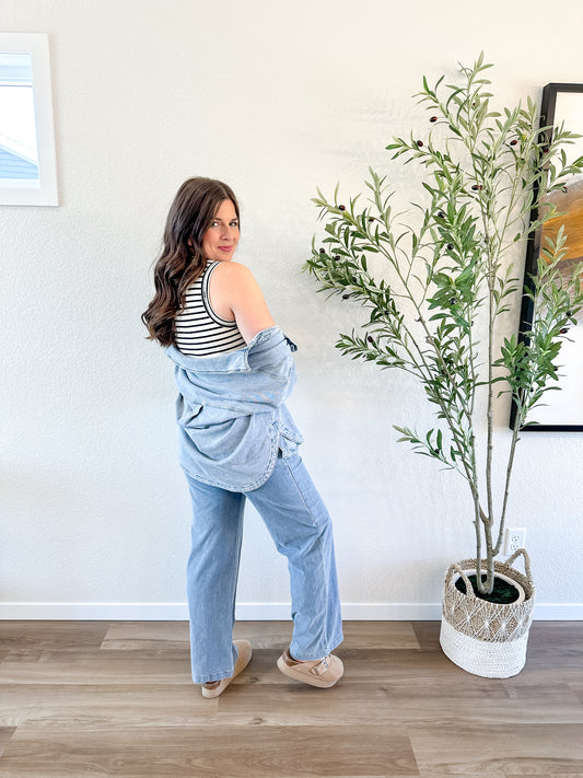 Comfy Cotton Pull On Denim Pants