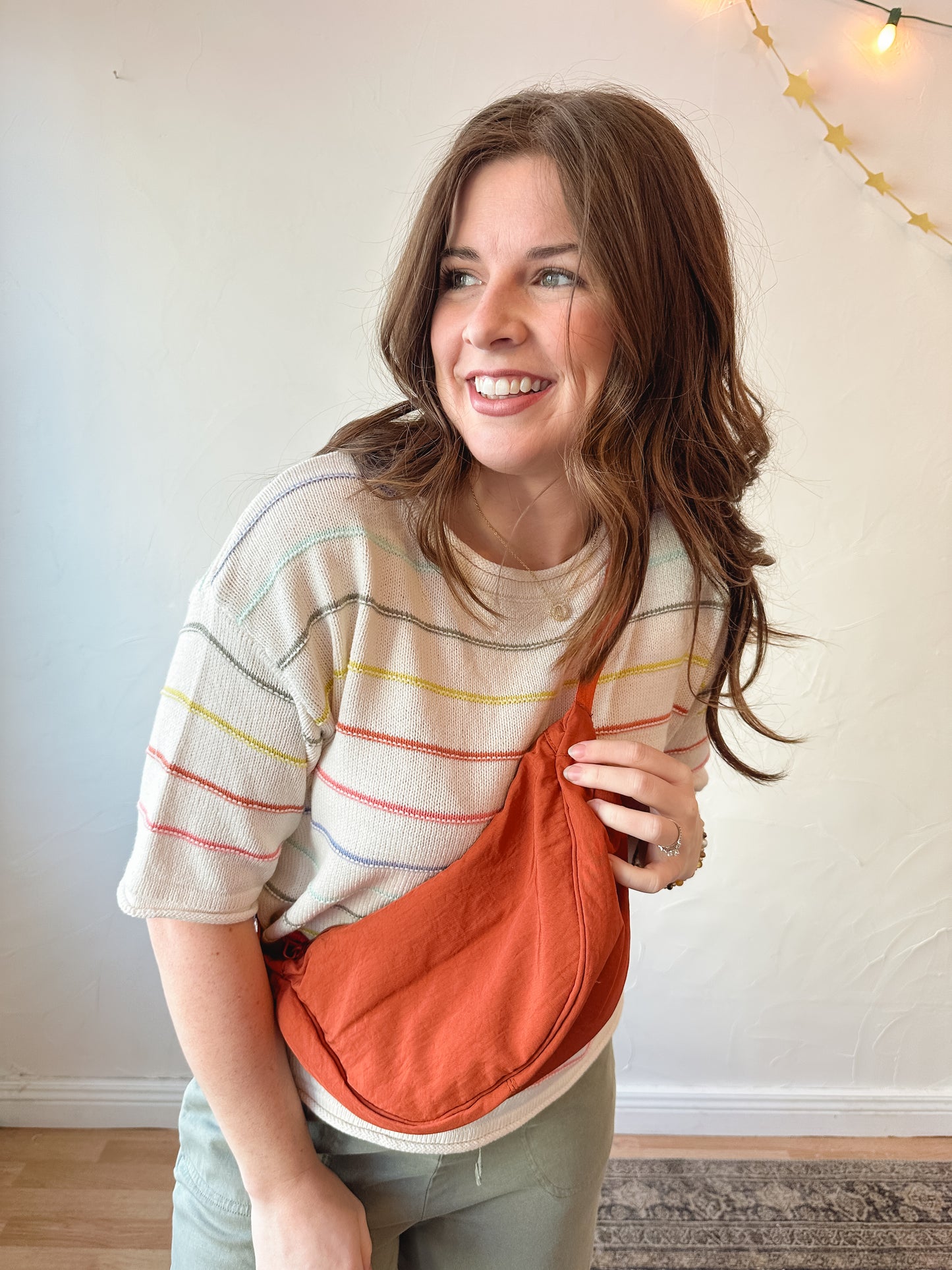 Rust Nylon Crossbody Bag