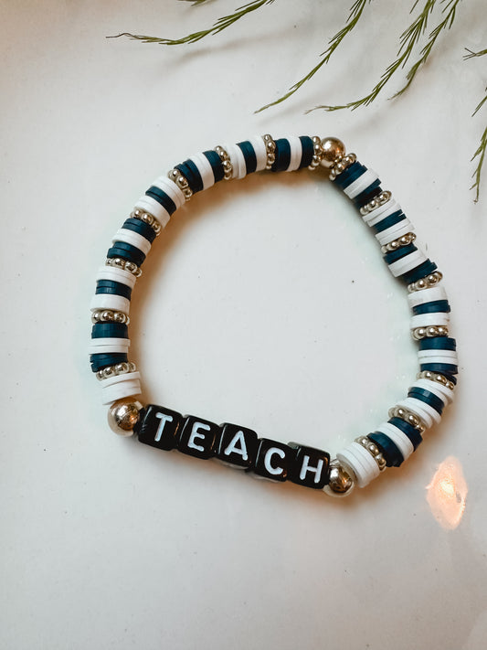 Navy Teach Stretch Bracelet