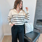 Stripe Quarter Zip Sweater