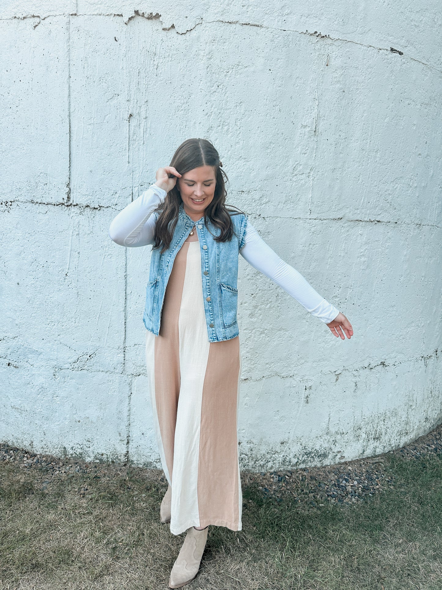 Scallop Edged Denim Vest