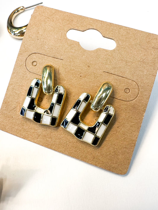 Checkered Dangle Earrings