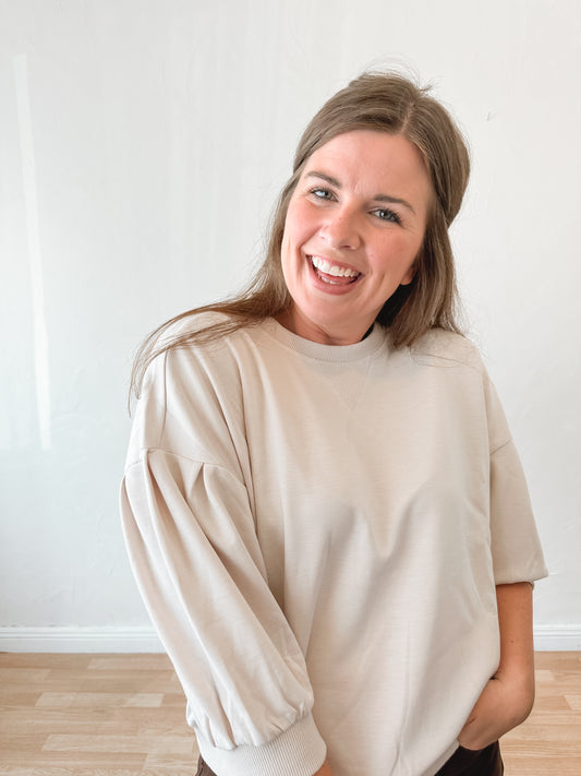 Soft Beige Puff Sleeve Top