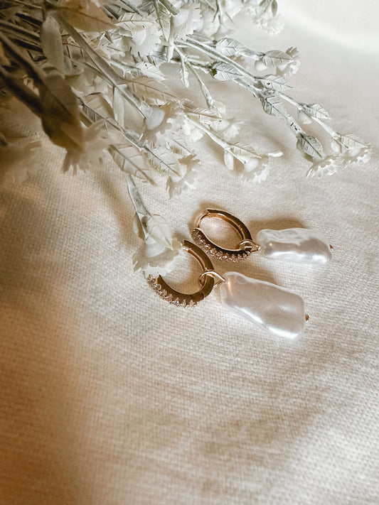 Pearl Huggie Earrings