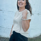 Cream Ribbed Short Sleeve Top