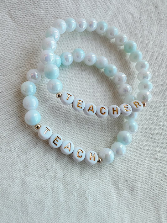 Pearly Blue Teach / Teacher Bracelet