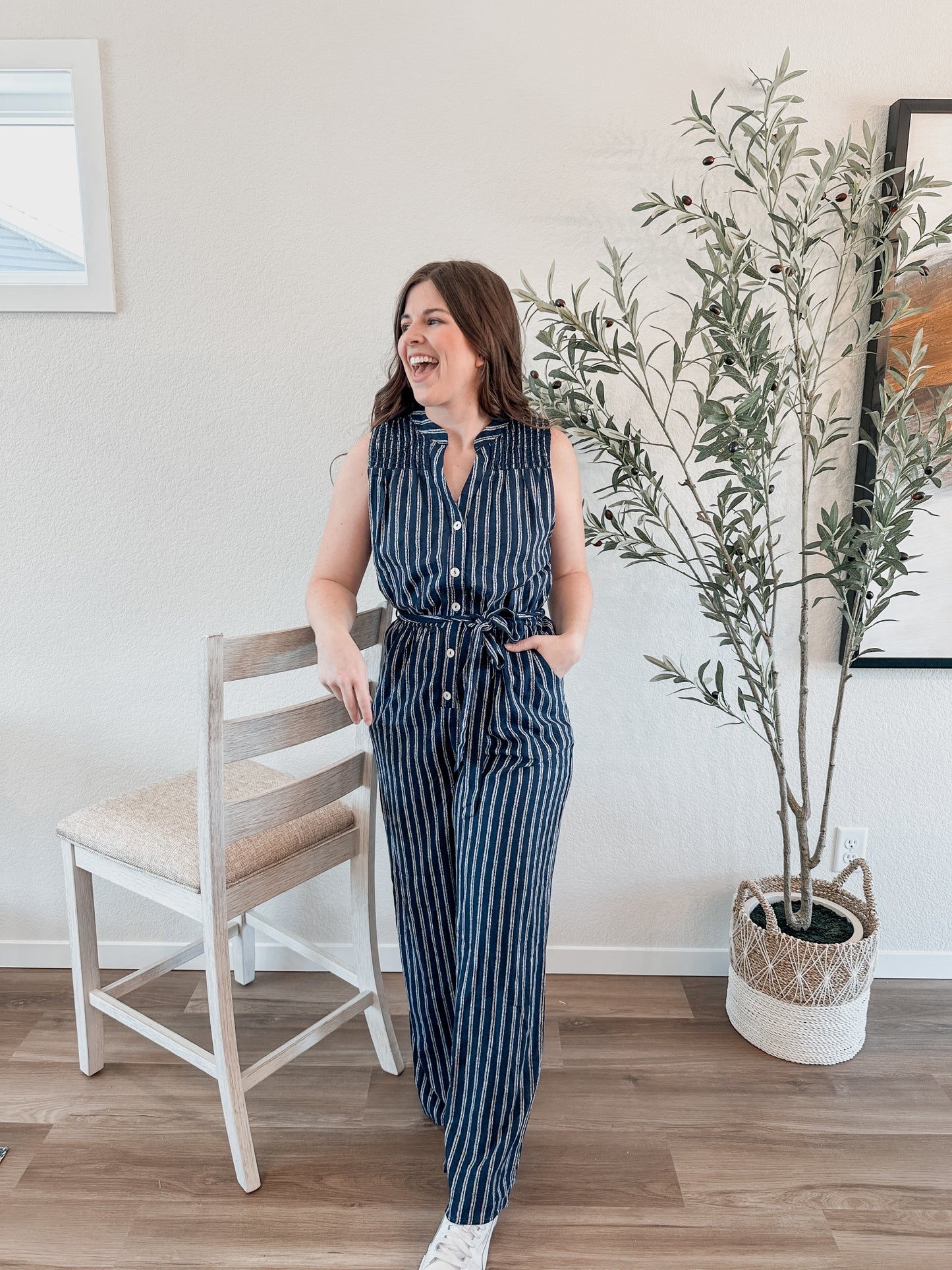 Navy Stripe Jumpsuit