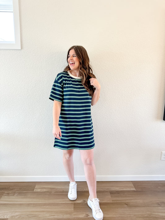 Stripe Short Sleeve Tee Dress