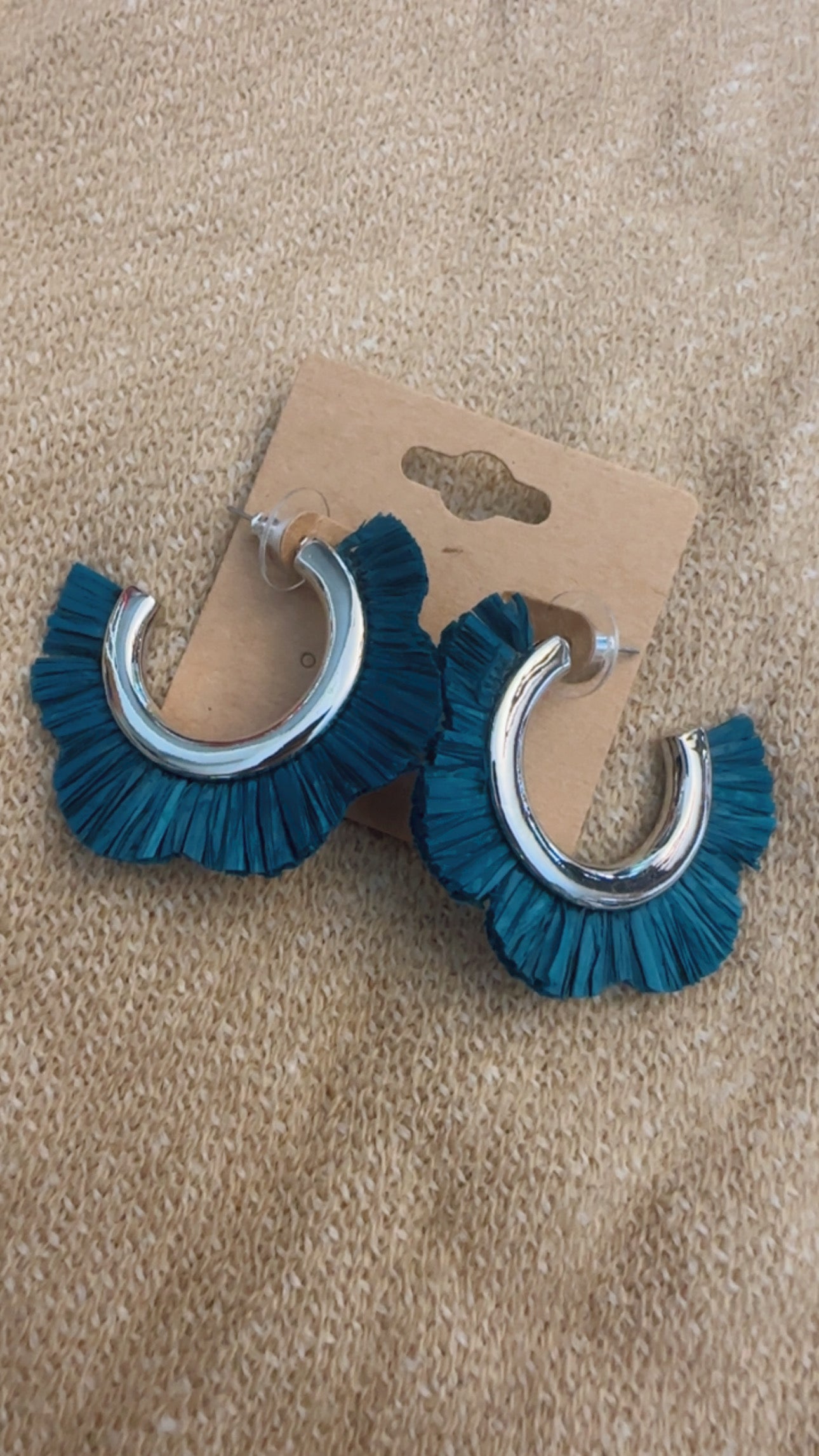 Teal Fringe Hoop