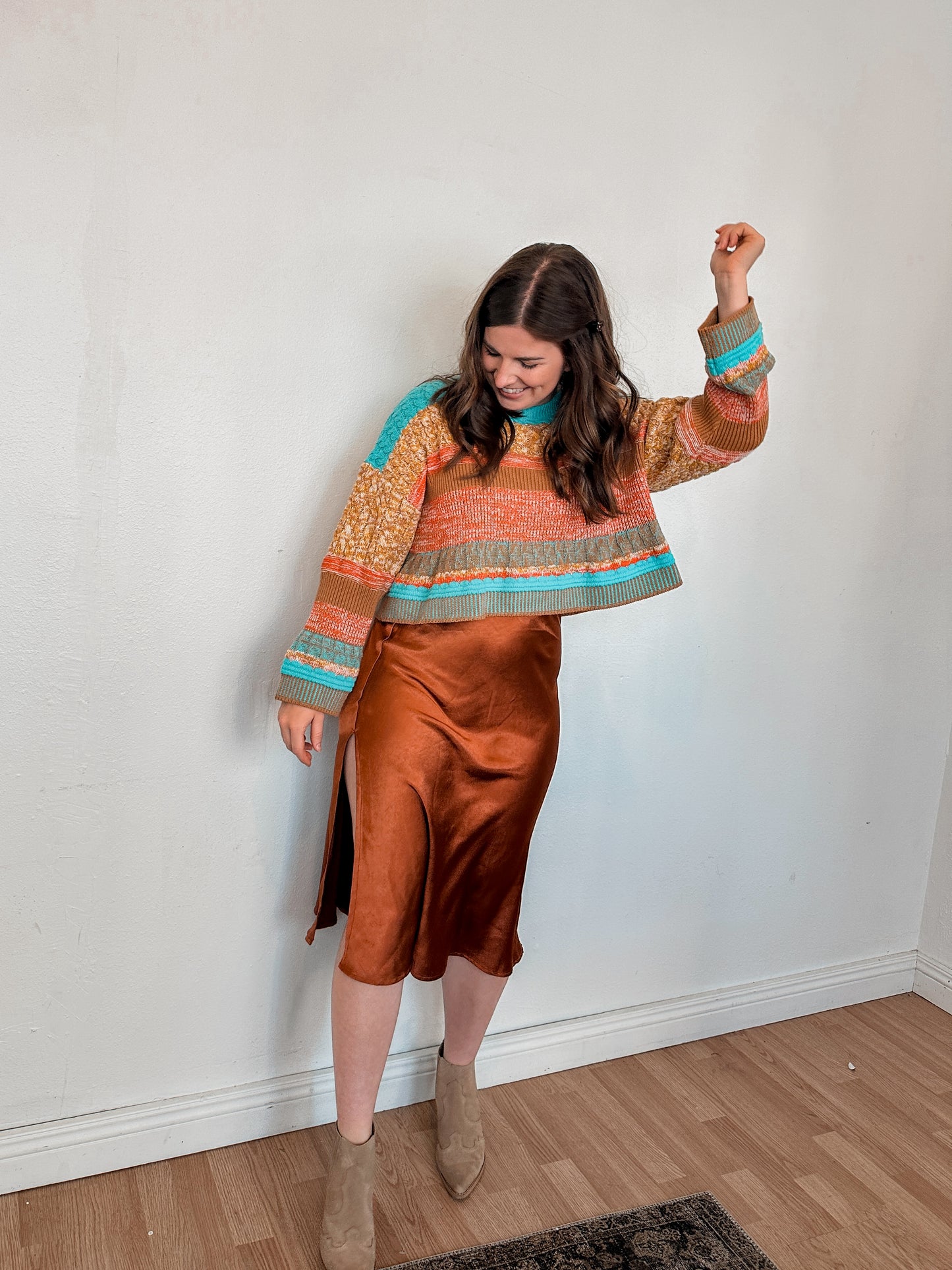 Cable Knit Colorblock Sweater