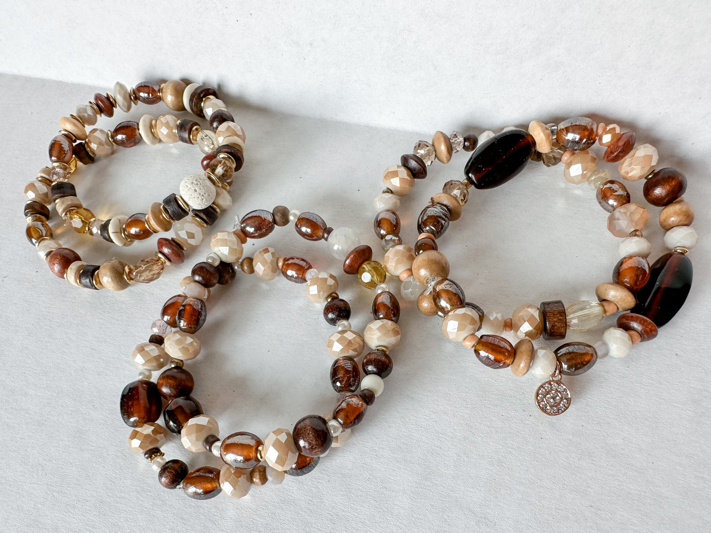 Neutral Glass Bead Bracelet Sets