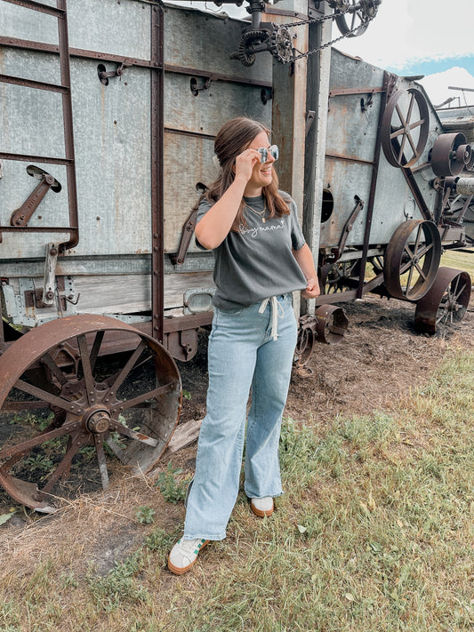 Tie Front Wide Leg Jeans