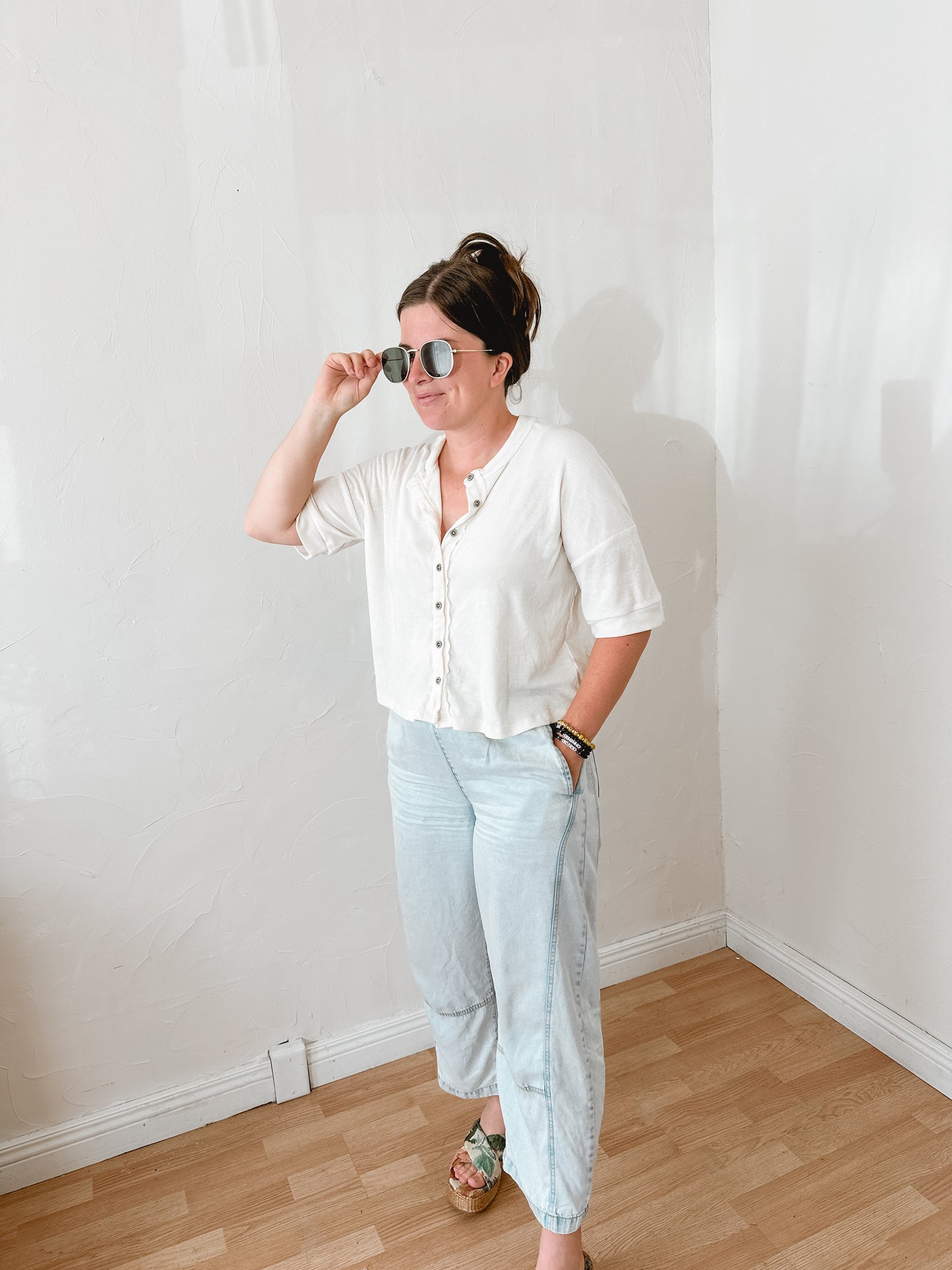 Seam Detail Elastic Waist Pants