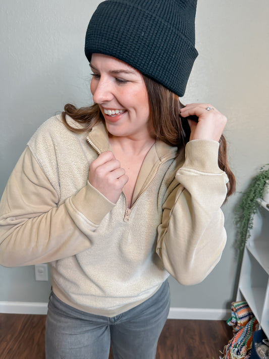 Reverse Fleece Half Zip
