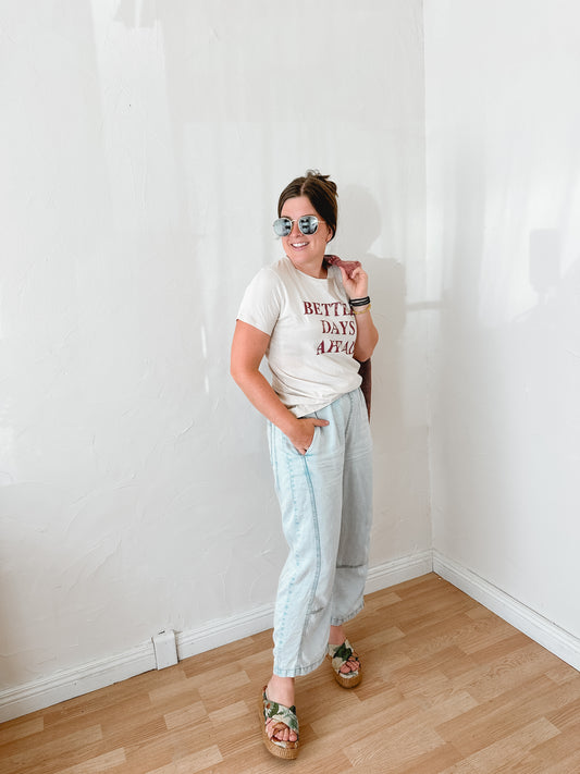 Seam Detail Elastic Waist Pants